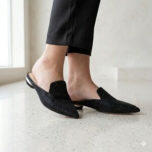 Nicholas Kirkwood Black Metallic Beya Flat Mule - US 6 (36)
